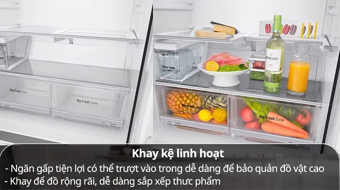 Khay đựng rộng rãi để được đa dạng thực phẩm 